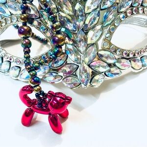 Magenta Toyland Balloon Kitty Cat Necklace